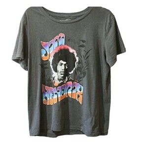 Jimi Hendrix Gray Distressed Graphic Band Music Tshirt Soft Medium